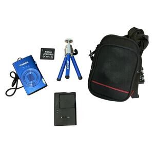 CANON BLUE Power Shot ELPH 170 IS 20MP 12x Optical Digital Camera w/ Accessories